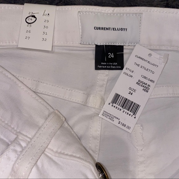 NEW Current Elliott Stiletto Jean in White Raw Hem - Picture 5 of 11